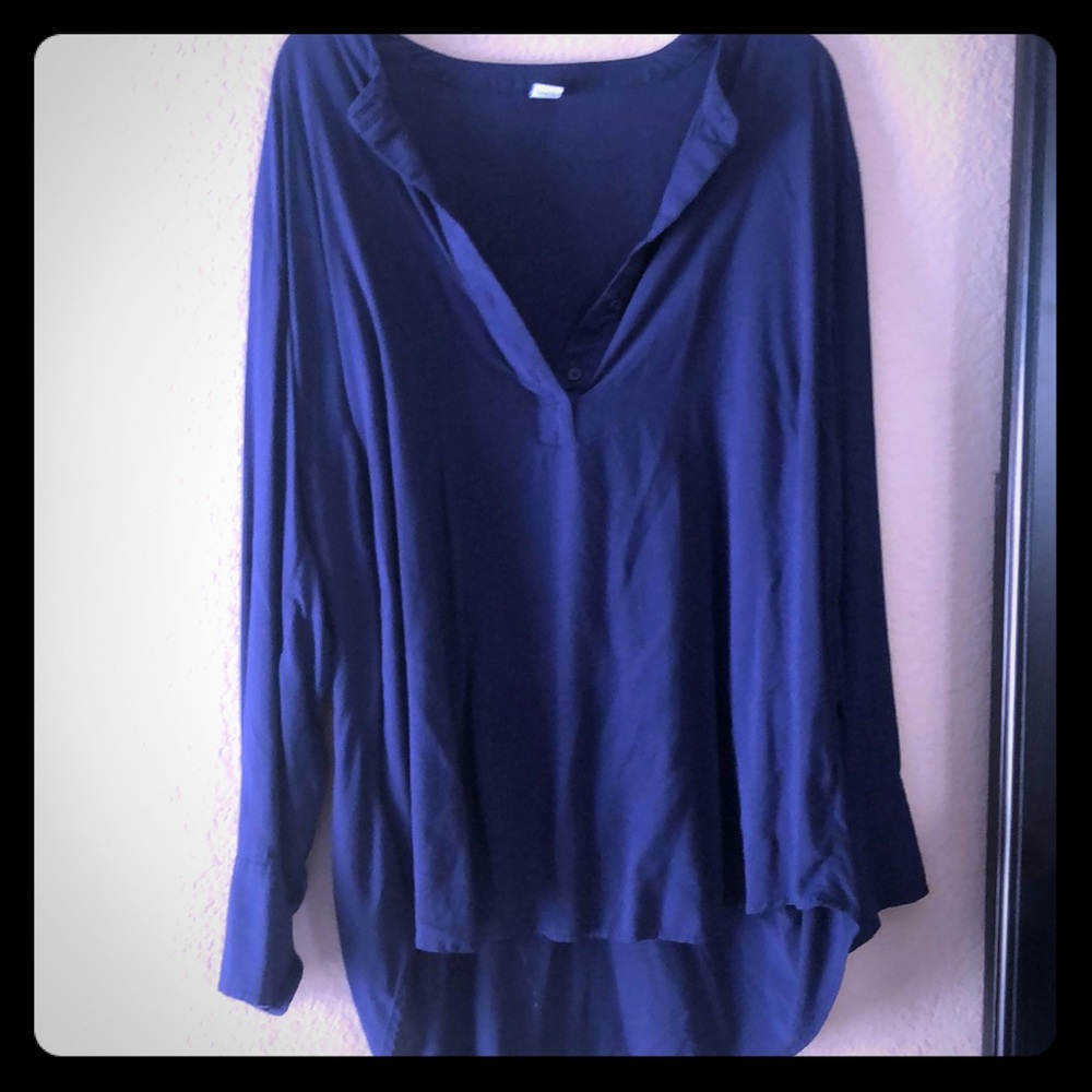 Navy sheer old navy button front blouse